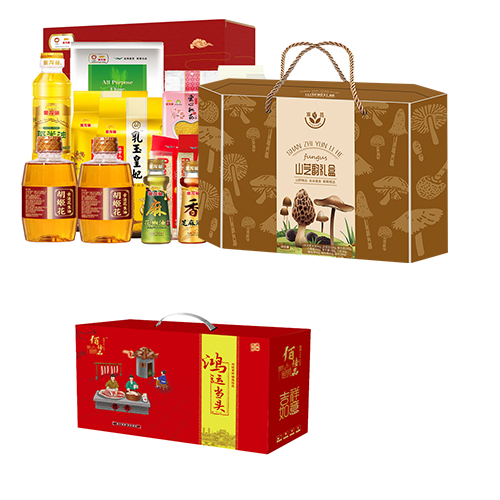 JY22ZQ10-03-金龙鱼常规大礼包D款+富昌山芝韵礼盒B款+百佳品·鸿运当头腊肉礼盒