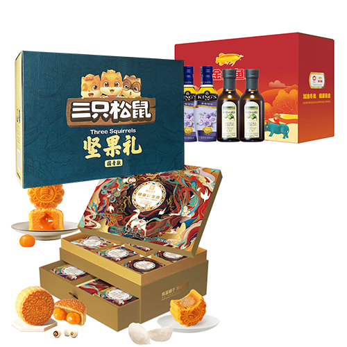JY22ZQ22-02-良品铺子·健康轻奢月 月饼礼盒+三只松鼠·尊贵坚果礼+东来顺-帝都招牌涮品D款+金龙鱼-油礼盒E