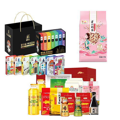 金龙鱼常规大礼包C款+金龙鱼爱心桃花红豆薏米粥料1000g*2+塞翁福·申活粥刊（海鲜粥料组合）