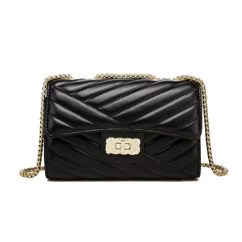JY23DW02-13-ClousKrause女式菱格链条单肩斜挎包 黑色