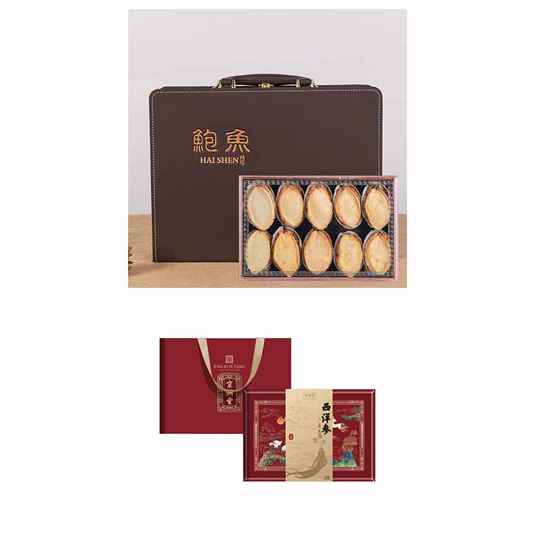 JY23DW08-09，京润堂大连干鲍礼盒100g+京润堂西洋参礼盒100g