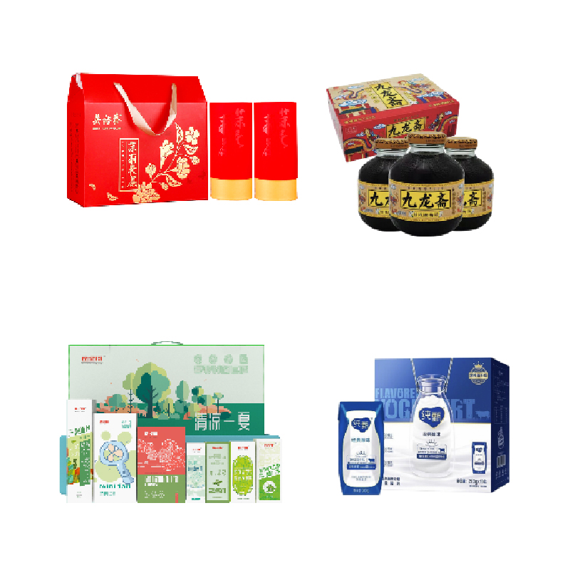 JY2023FS-05;九龙斋桂花酸梅汤+吴裕泰福礼茉莉花茶礼盒+降暑关怀套装+蒙牛纯甄风味酸奶经典原味礼盒