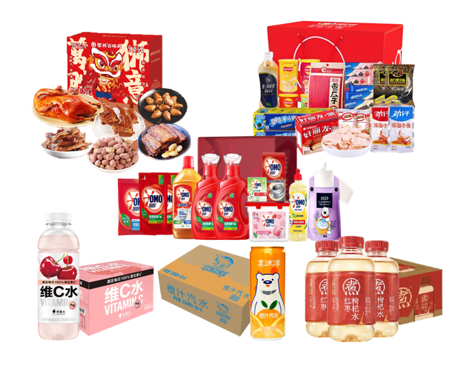 奥妙家庭清洁套装 蜜我零食礼包128型 紫燕百味鸡-万狮胜意883g 外星人维C水-车厘子味500ml*15 元气自在水-红枣枸杞500ml*15 北冰洋橙汁汽水330ml*24