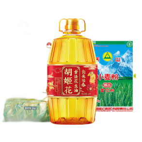 胡姬花 食来运泰古法花生油 5L*1 绿次方 寒地之钻长粒香（方正大米） 5kg*1 天山 新疆雪花小麦粉 5kg*1
