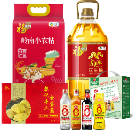 【福临门 南派花生油 5L/瓶】*1 【福临门 优质产区岭南小农粘 5kg/袋】*1 【黎记 手工全蛋面 1.5kg/盒】*1 【海天 致美味-0添加礼盒-轻量装】*1