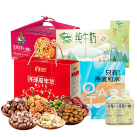如水/纽麦福/谷为纤/臻味  饮料饼干坚果牛奶组合5.76L+2.138kg