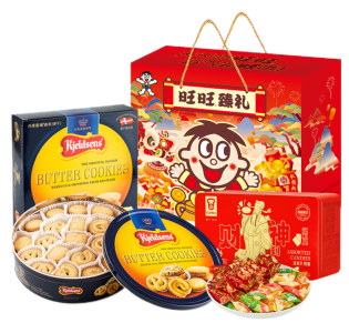 嘉顿/旺旺/蓝罐 曲奇零食利是糖福运顺意套餐2276g