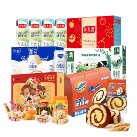 徐福记/阿华田/佳果源/伊利/蒙牛  糖果蛋糕卷椰子水牛奶酸奶新春组合